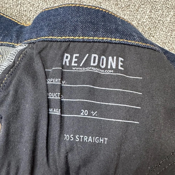 RE/DONE 70s Straight High-Rise Jeans in Dark Blue Denim Wash Size 30 - Picture 4 of 7